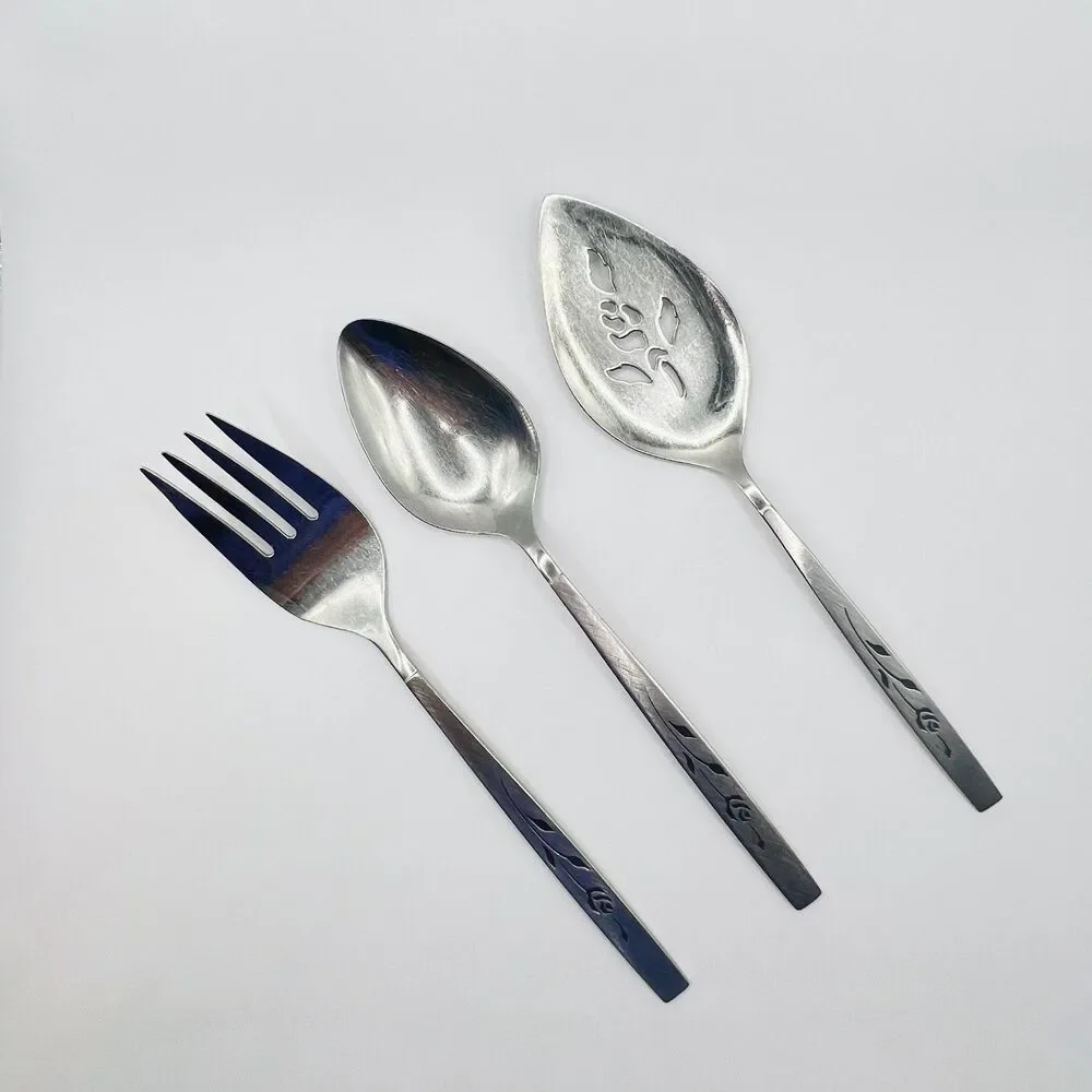 VTG Oneida Craft Deluxe Stainless Capistrano Rose 3 pieces fork spoon pie